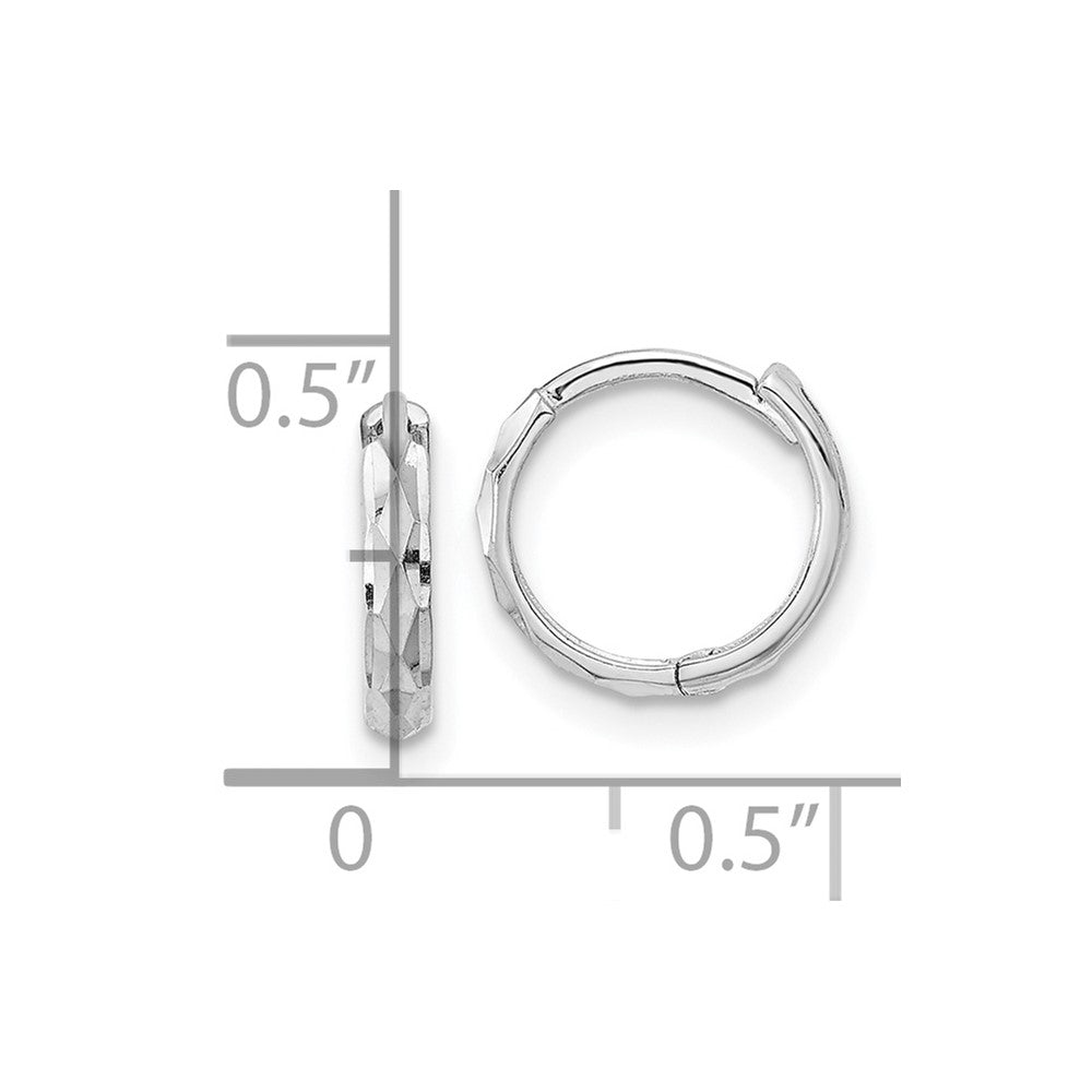 Buddy 14K White Gold Madi K Hinged Diamond Cut Hoop Earrings