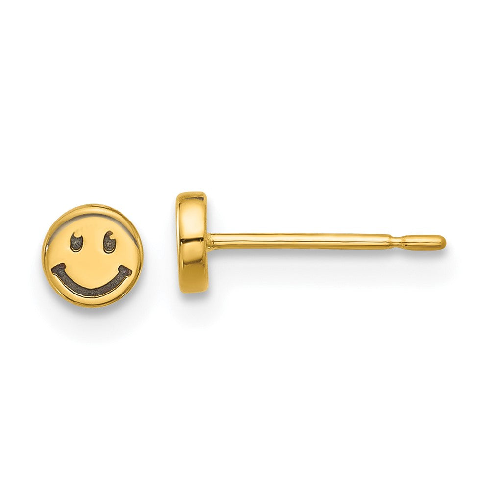 Peaches Star 14k Madi K and Black Rhodium-plated Polished Smiley Face Post Earrings