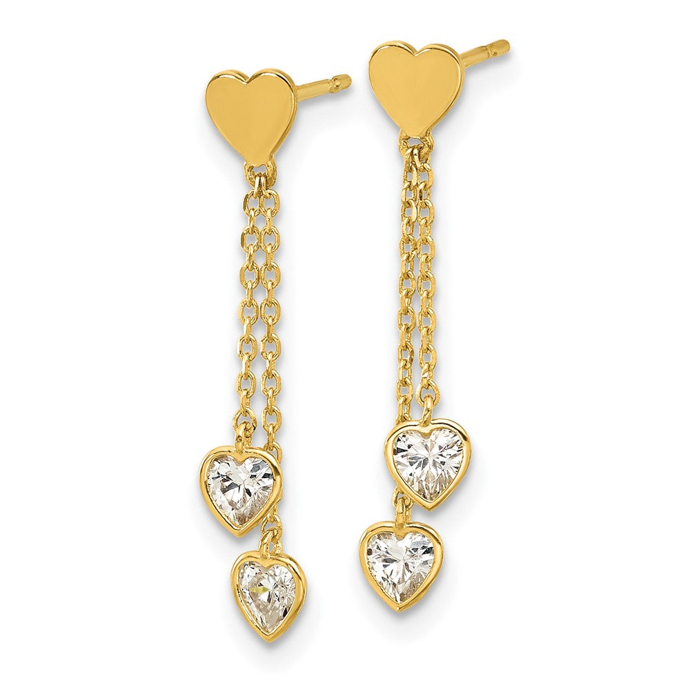 Sunny 14k Madi K Polished CZ Hearts Post Dangle Earrings