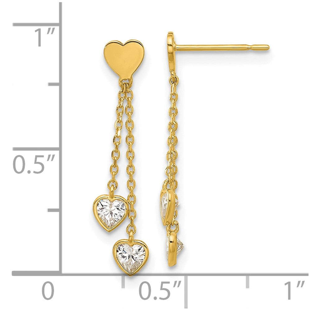 Sunny 14k Madi K Polished CZ Hearts Post Dangle Earrings