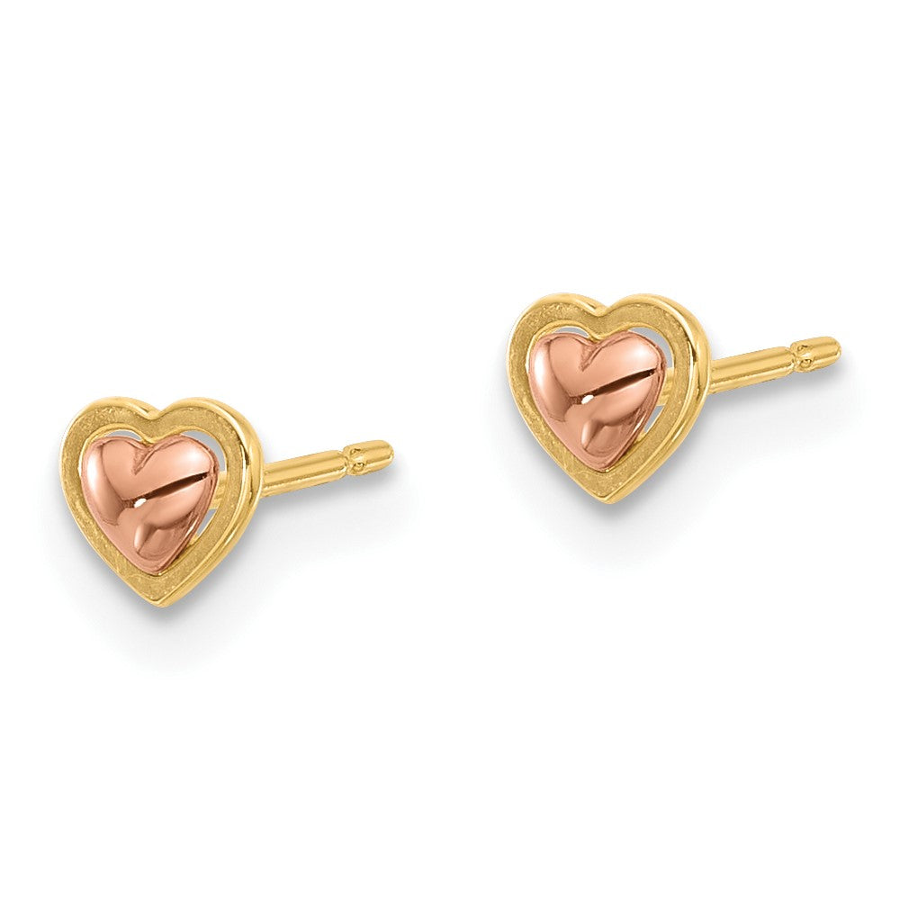 Zippy Buddy 14k Madi K Two-Tone Polished Heart Post Earrings