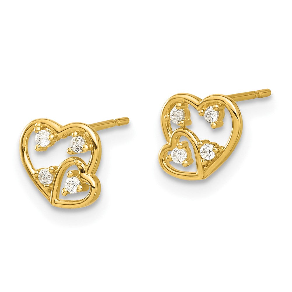 Dreamy 14k Madi K Polished CZ Hearts Post Earrings