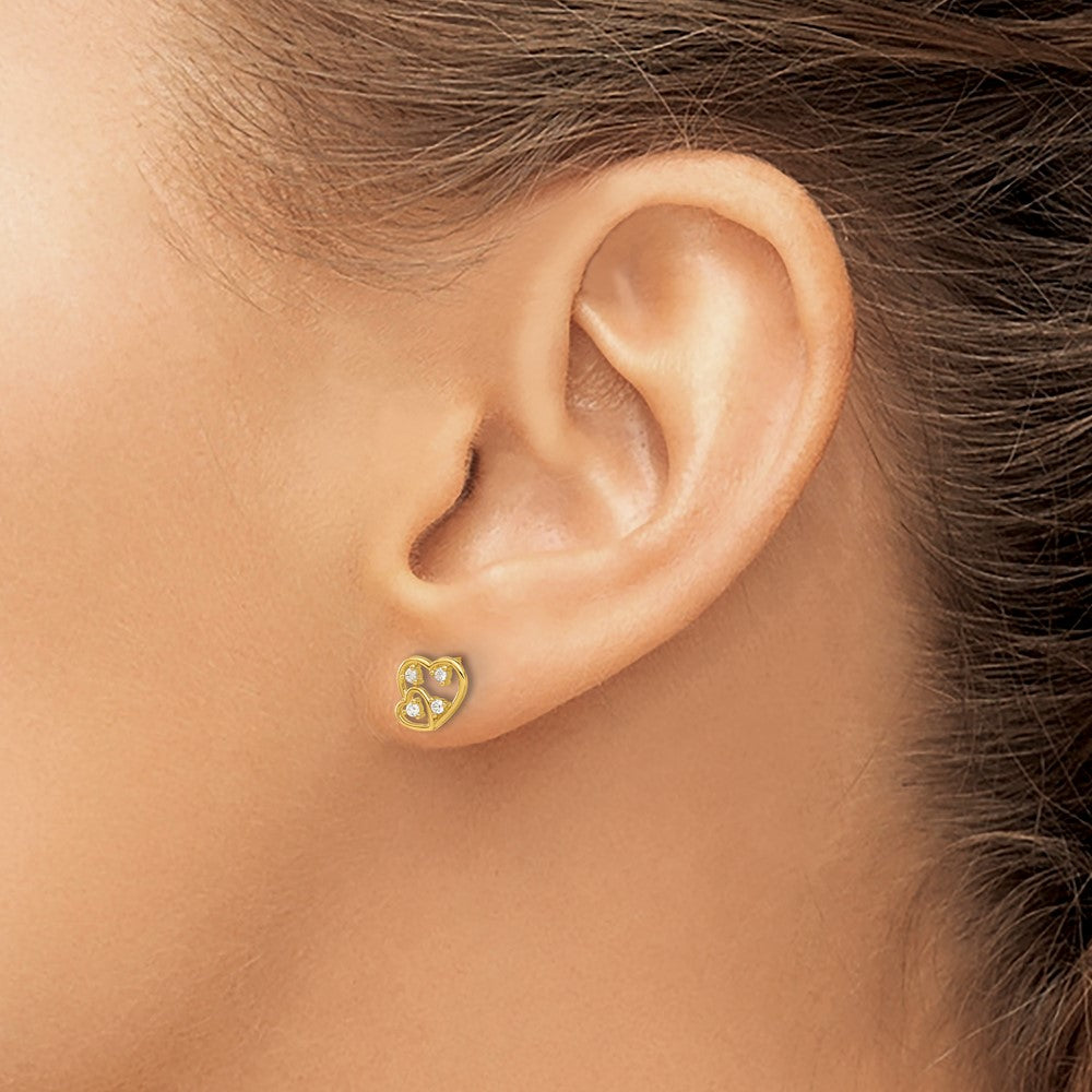 Dreamy 14k Madi K Polished CZ Hearts Post Earrings