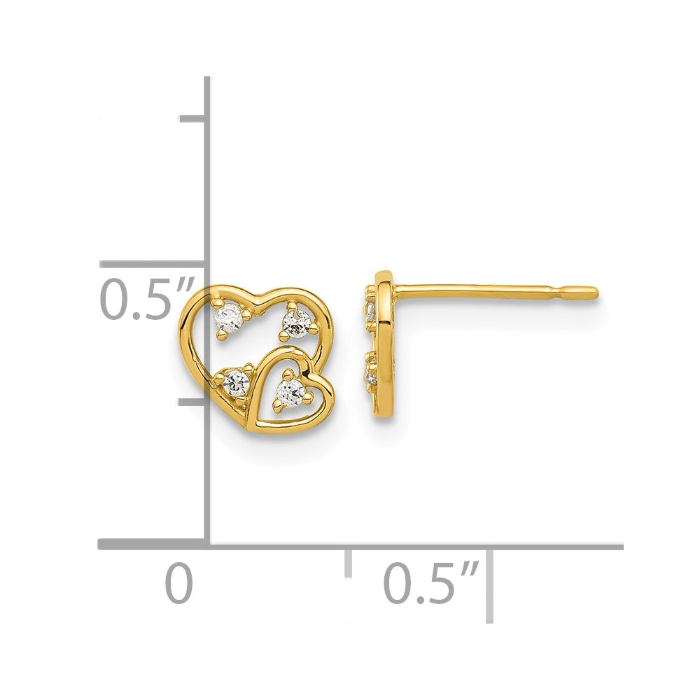 Dreamy 14k Madi K Polished CZ Hearts Post Earrings