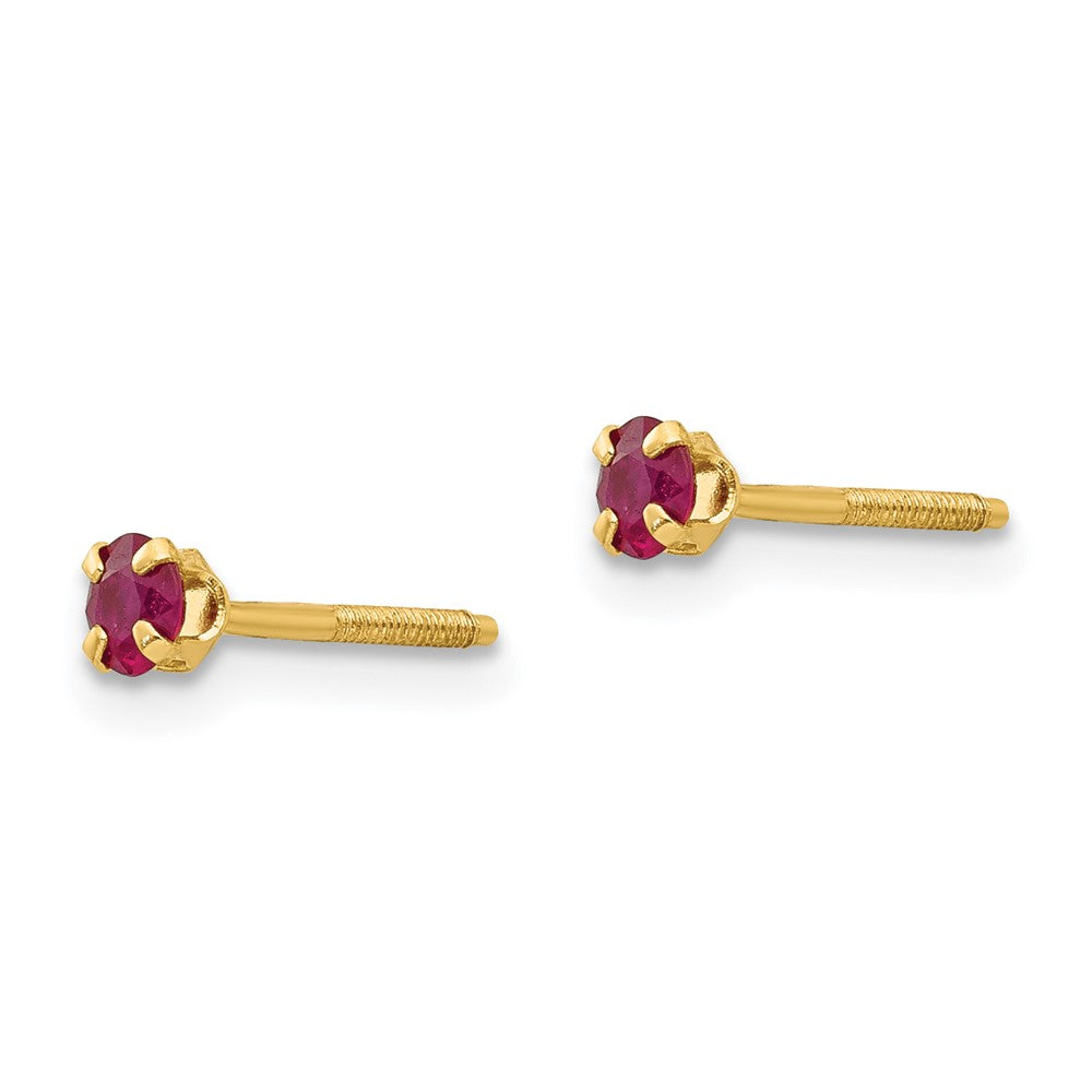 Snuggle 14k Madi K 3mm Ruby Earrings
