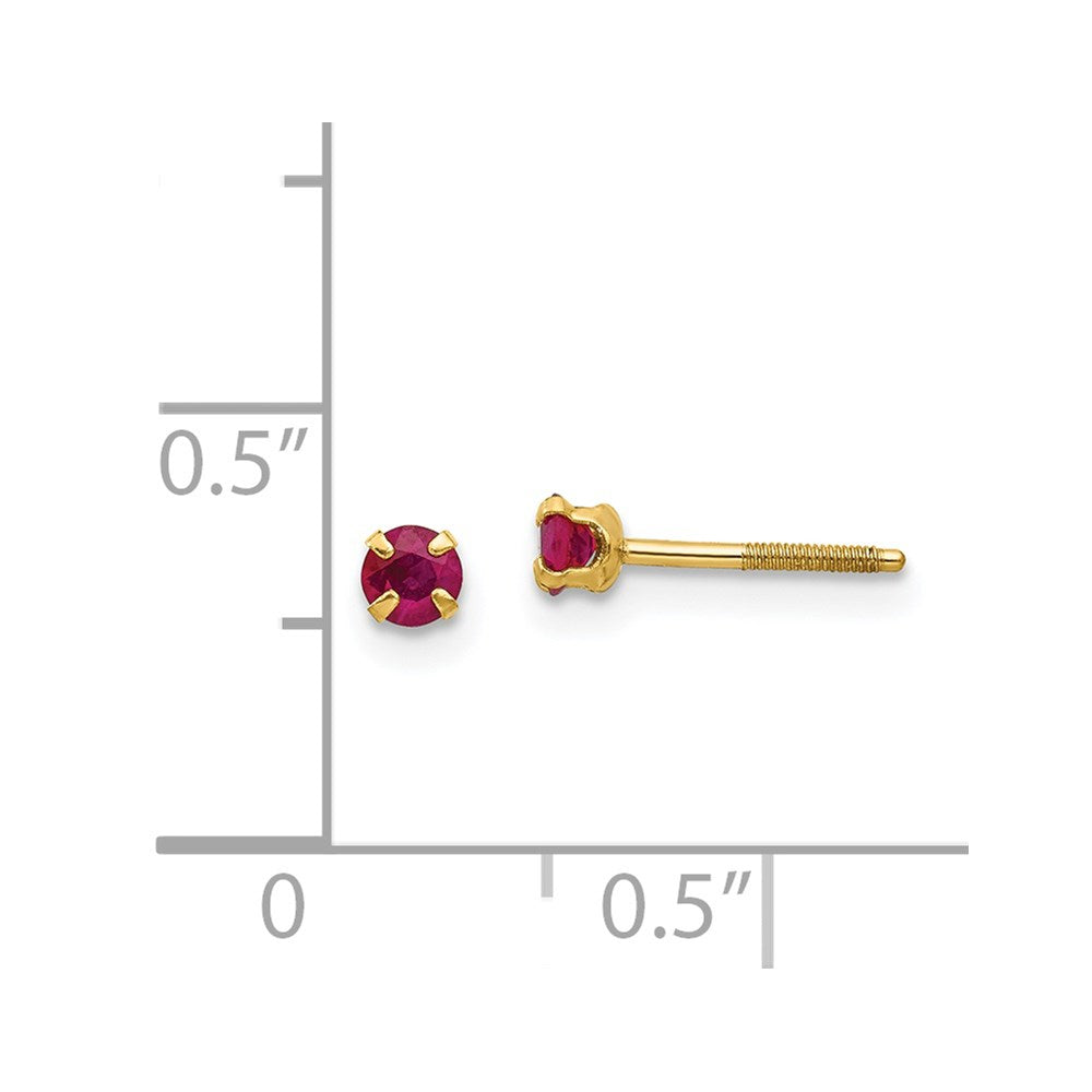 Snuggle 14k Madi K 3mm Ruby Earrings
