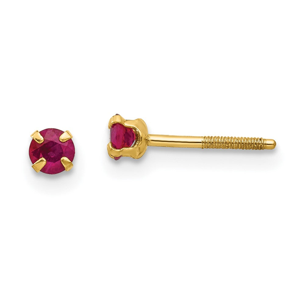 Snuggle 14k Madi K 3mm Ruby Earrings
