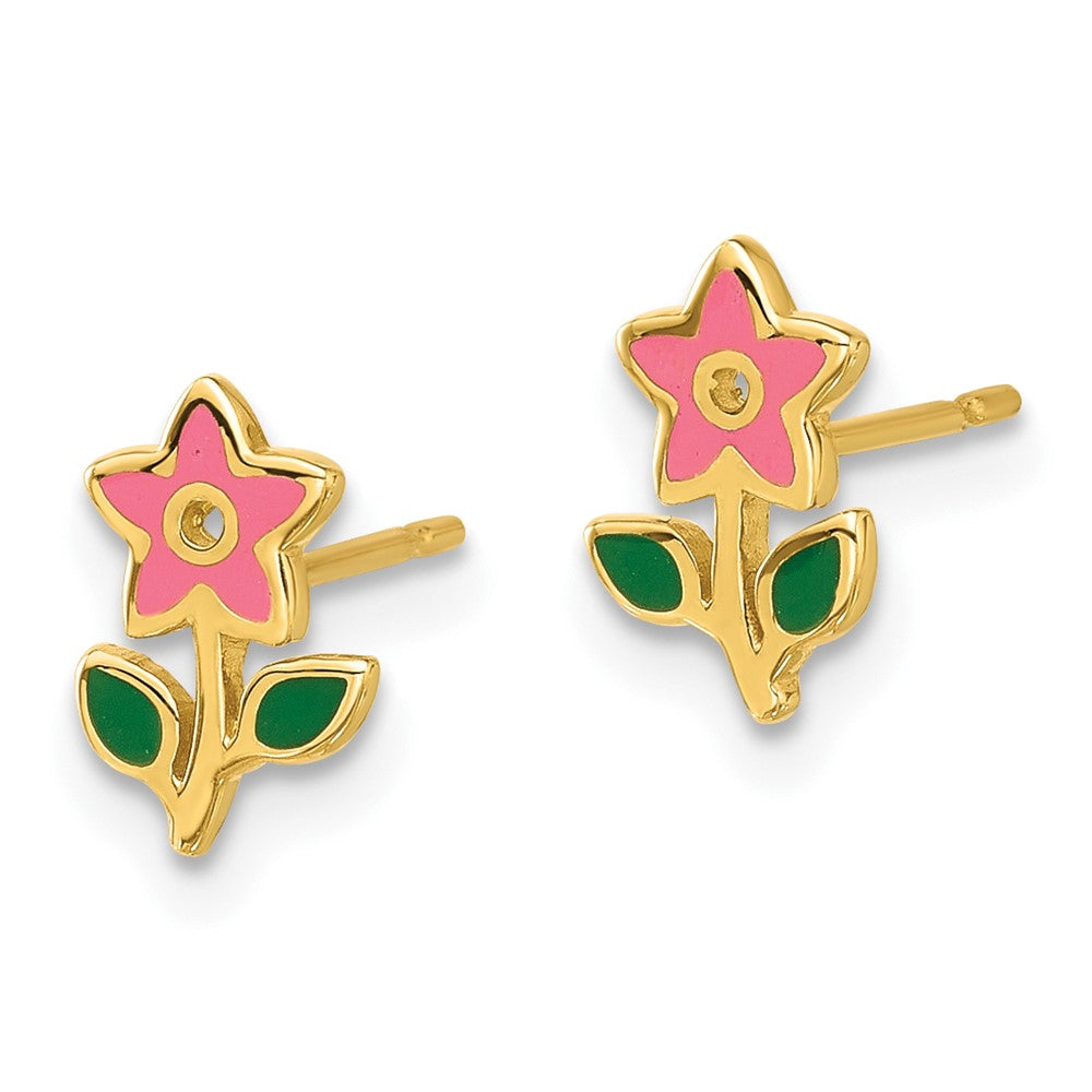 Giggles Bug 14k Madi K Polished Enameled Flower Post Earrings