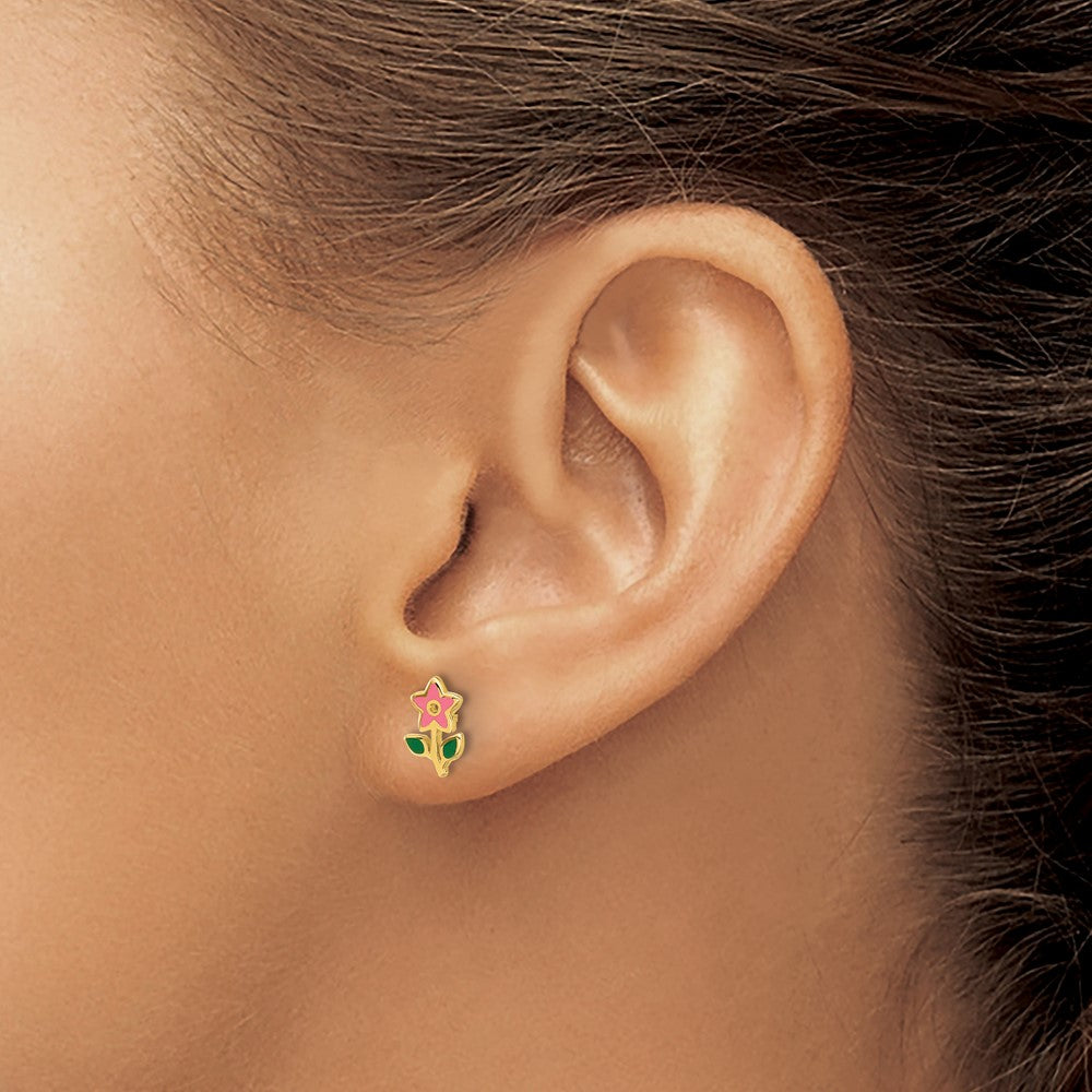Giggles Bug 14k Madi K Polished Enameled Flower Post Earrings