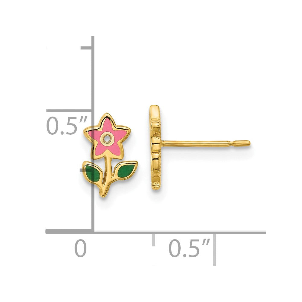Giggles Bug 14k Madi K Polished Enameled Flower Post Earrings