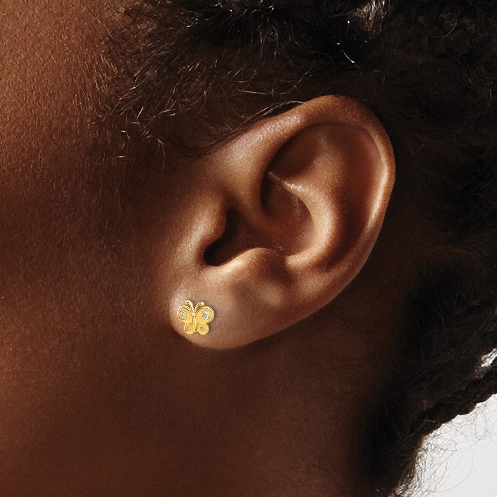 Bumble 14k Madi K Polished CZ Butterfly Post Earrings