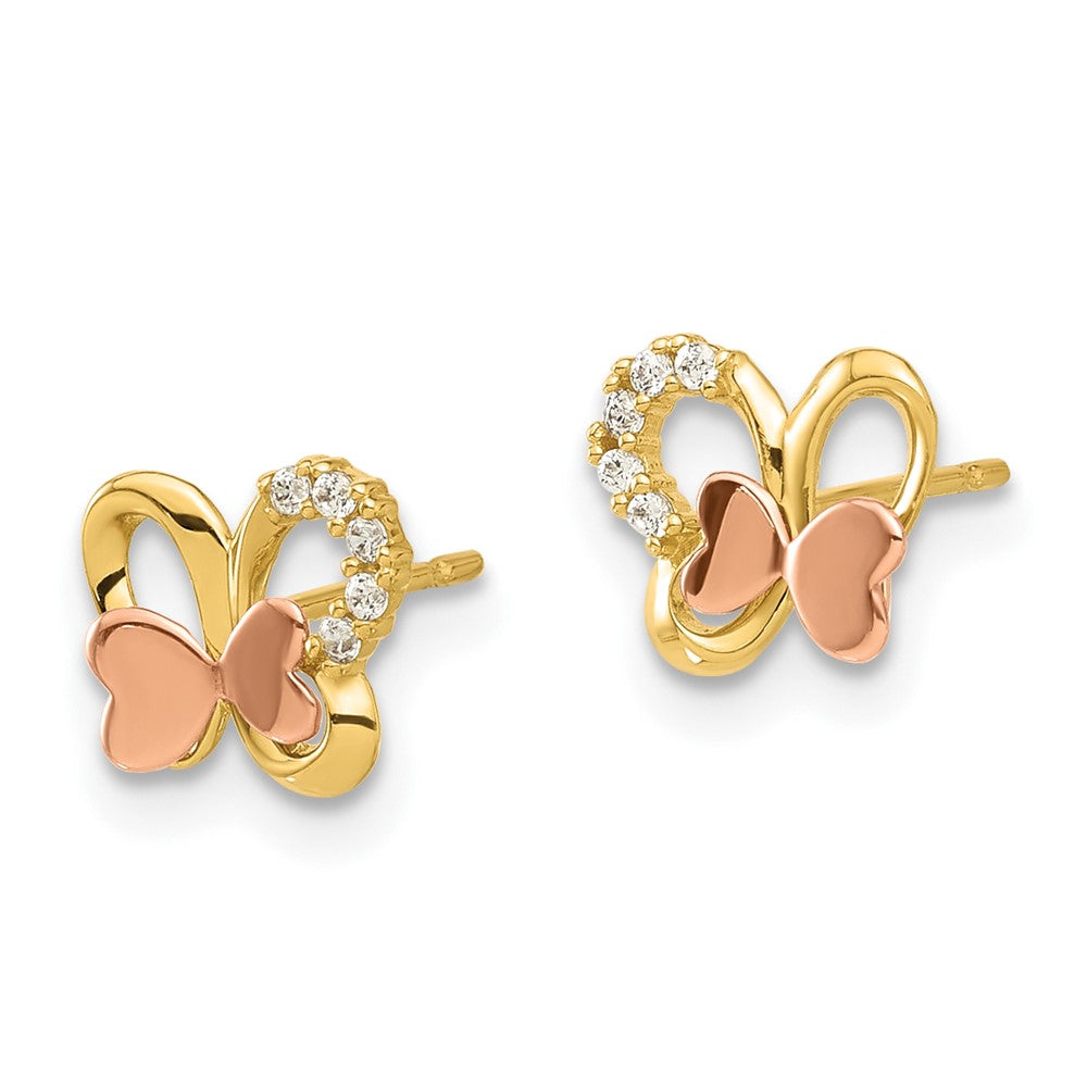 Giggles 14k Madi K Two-Tone Polished CZ Butterfly Post Earrings