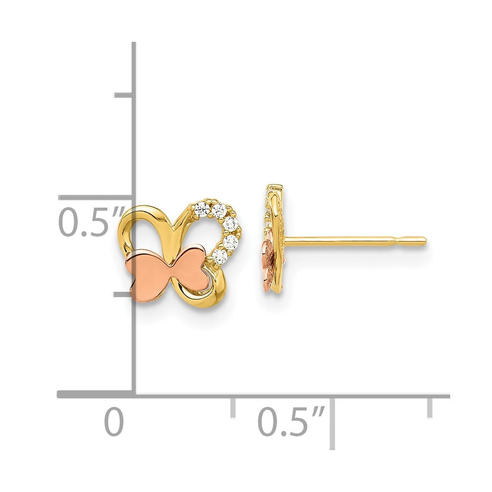 Giggles 14k Madi K Two-Tone Polished CZ Butterfly Post Earrings