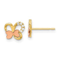 Giggles 14k Madi K Two-Tone Polished CZ Butterfly Post Earrings