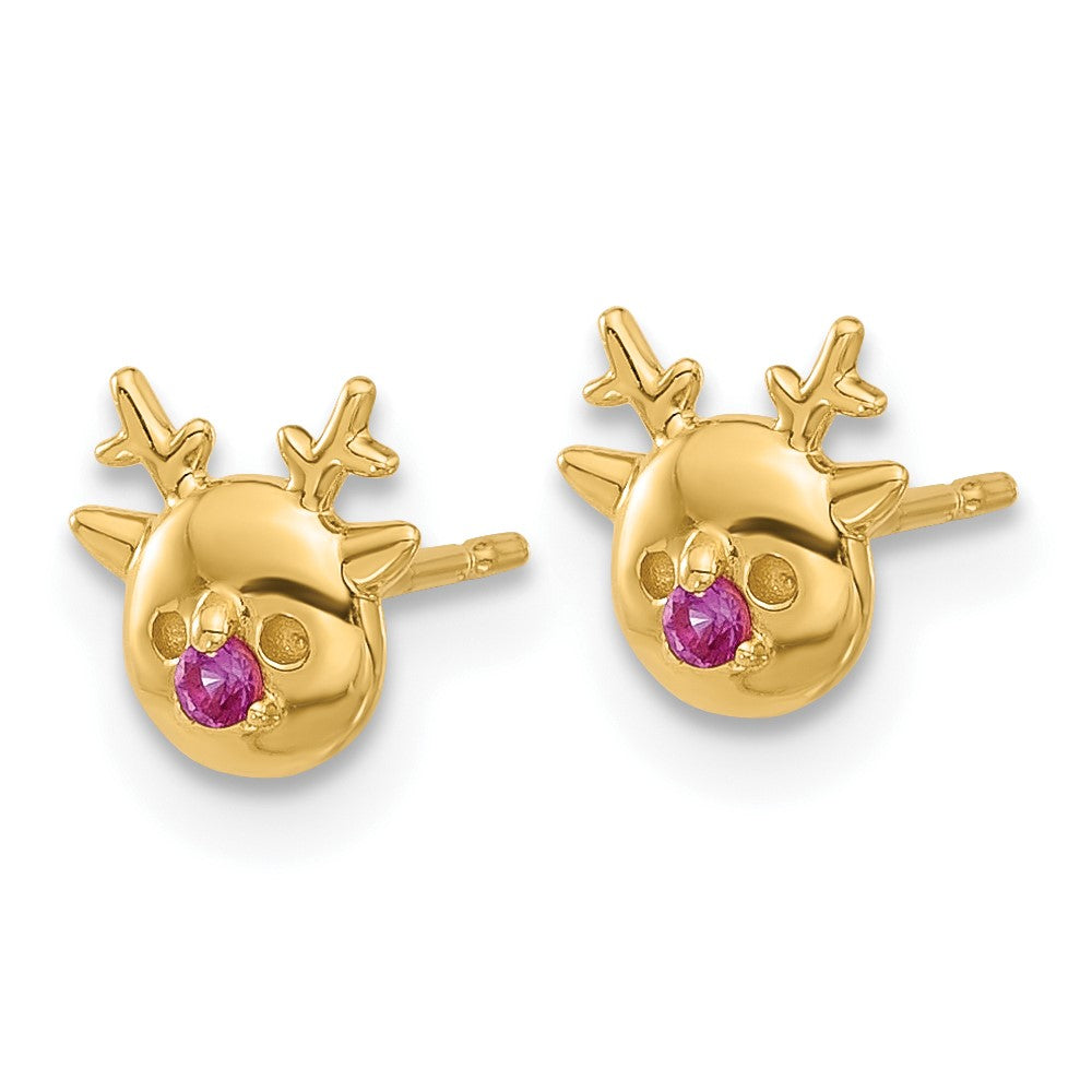 Twinkle 14k Madi K Polished CZ Reindeer Post Earrings