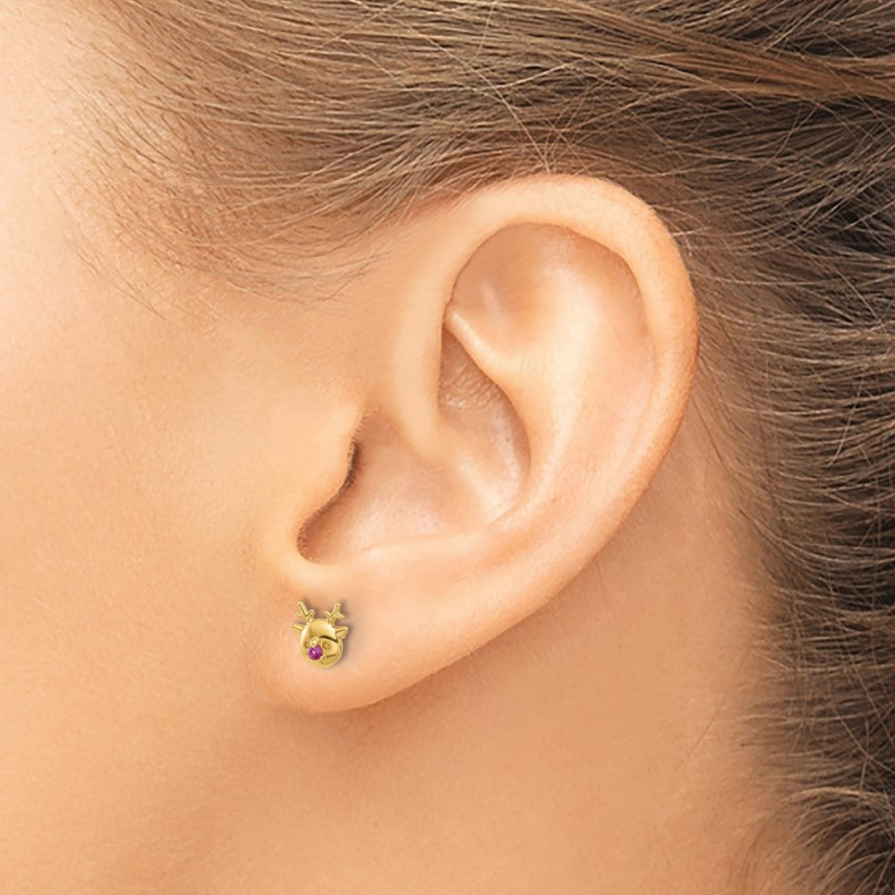 Twinkle 14k Madi K Polished CZ Reindeer Post Earrings