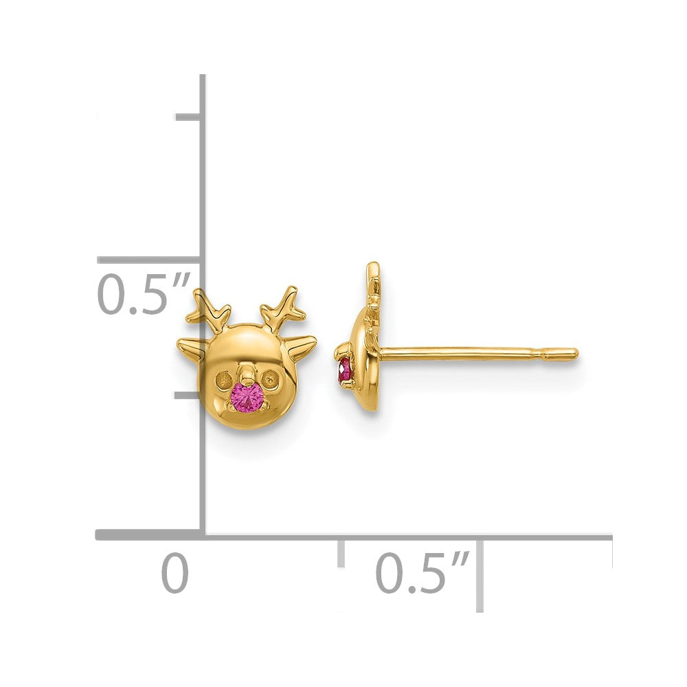 Twinkle 14k Madi K Polished CZ Reindeer Post Earrings