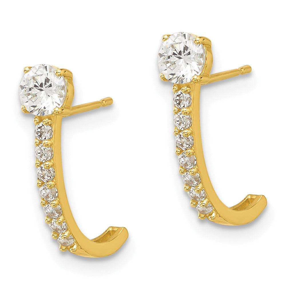 Sprout 14k Madi K Polished CZ Post J-Hoop Earrings