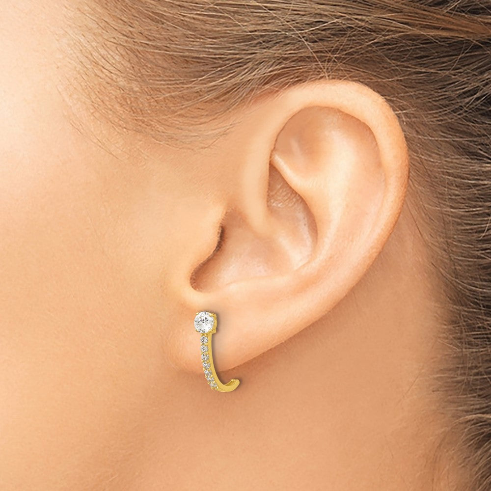 Sprout 14k Madi K Polished CZ Post J-Hoop Earrings