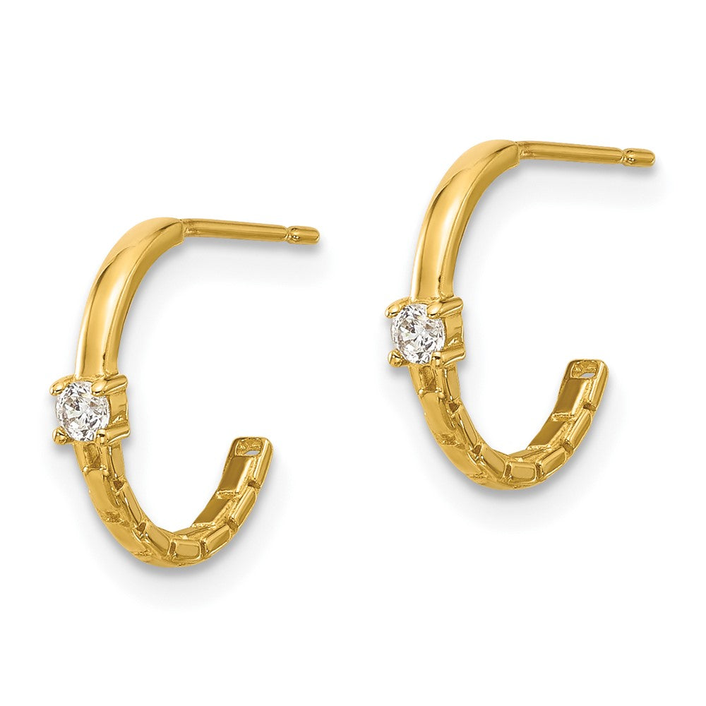 Bumble 14k Madi K Polished CZ Link Post Hoop Earrings