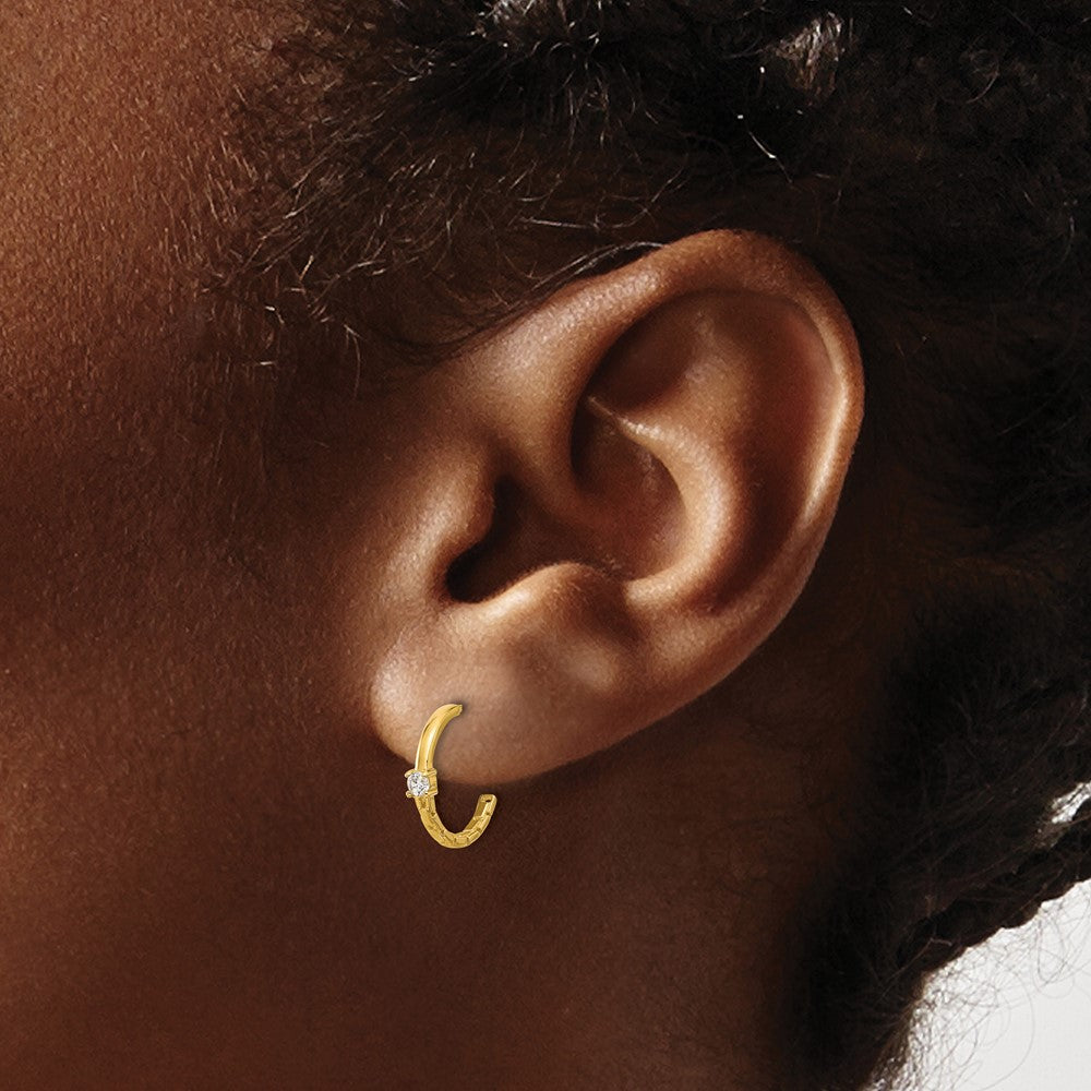Bumble 14k Madi K Polished CZ Link Post Hoop Earrings