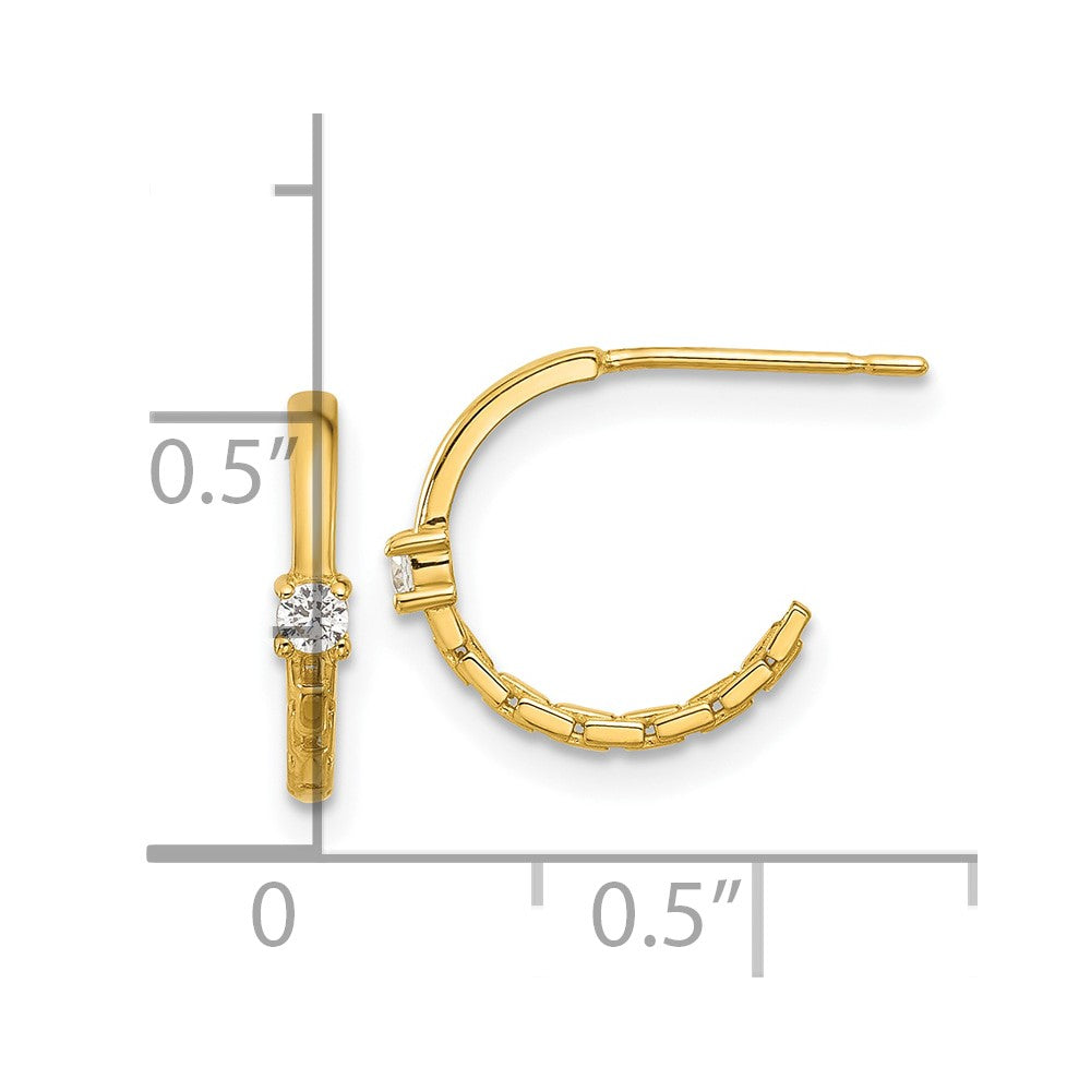 Bumble 14k Madi K Polished CZ Link Post Hoop Earrings