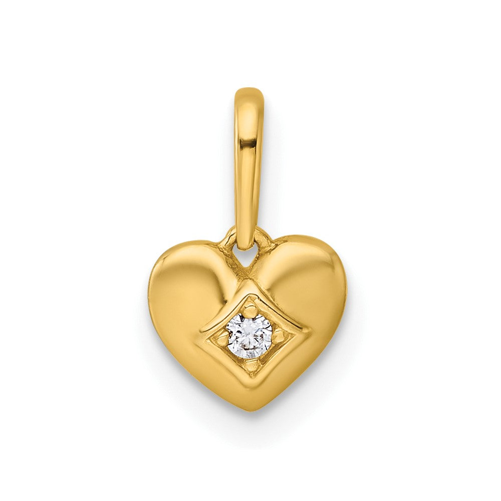Glow Tiny Turtle 14k Madi K Polished CZ Heart Childrens Charm / Pendant
