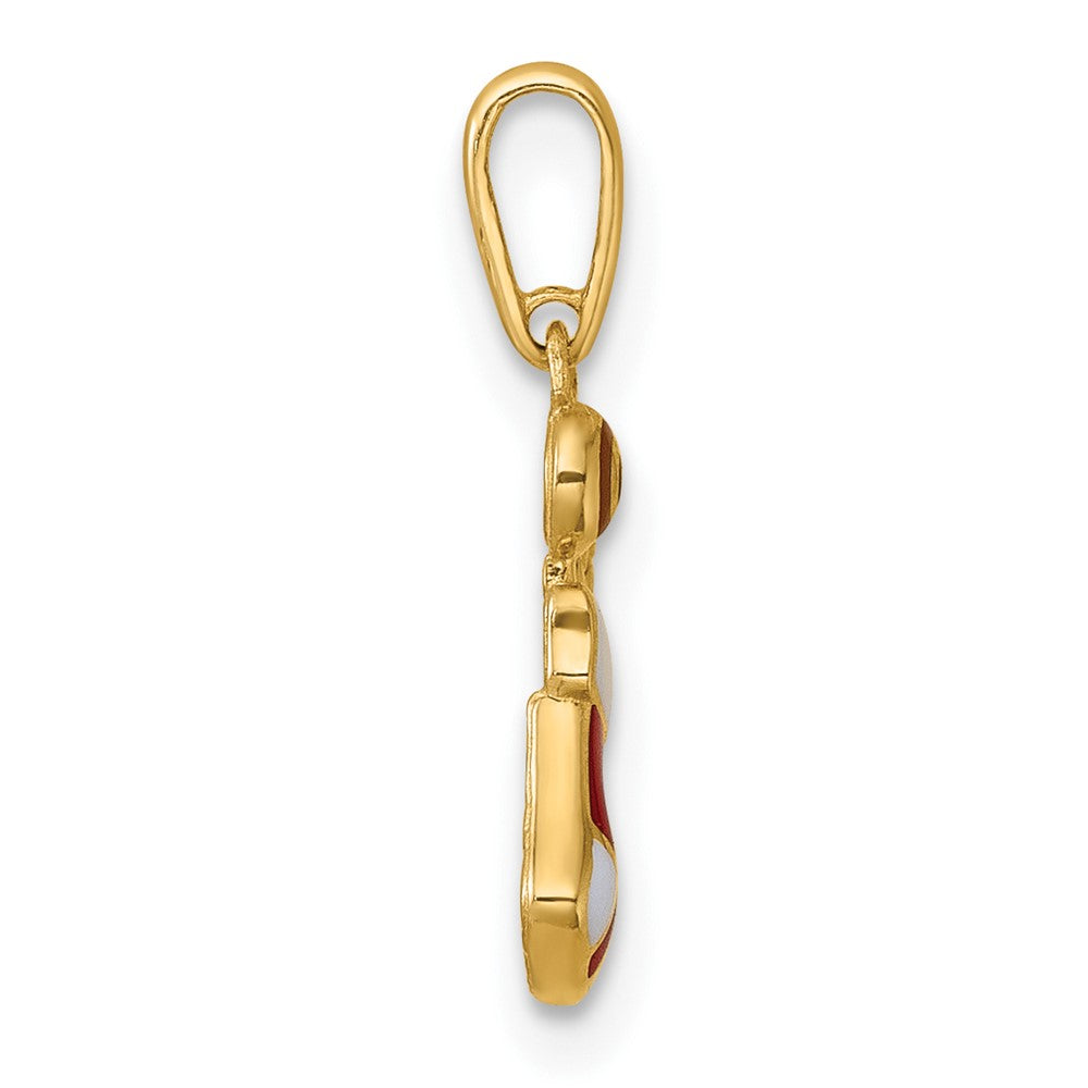 Sunny Bunny 14k Madi K Polished Red and White Epoxy Christmas Stocking with Candy Childrens Charm / Pendant