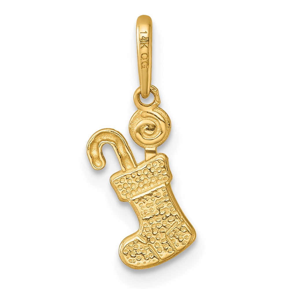 Sunny Bunny 14k Madi K Polished Red and White Epoxy Christmas Stocking with Candy Childrens Charm / Pendant