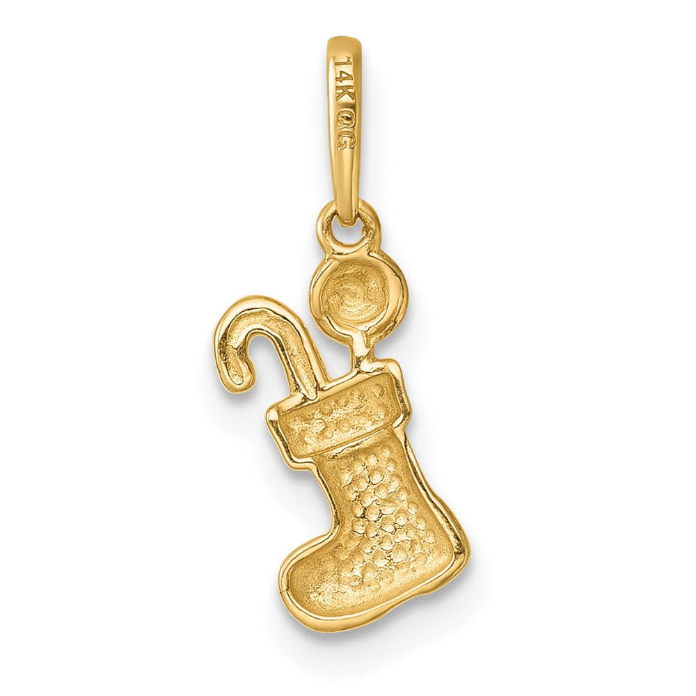 Little Kitten Sunny Cloud 14k Madi K Polished Christmas Stocking with Candy Childrens Charm / Pendant