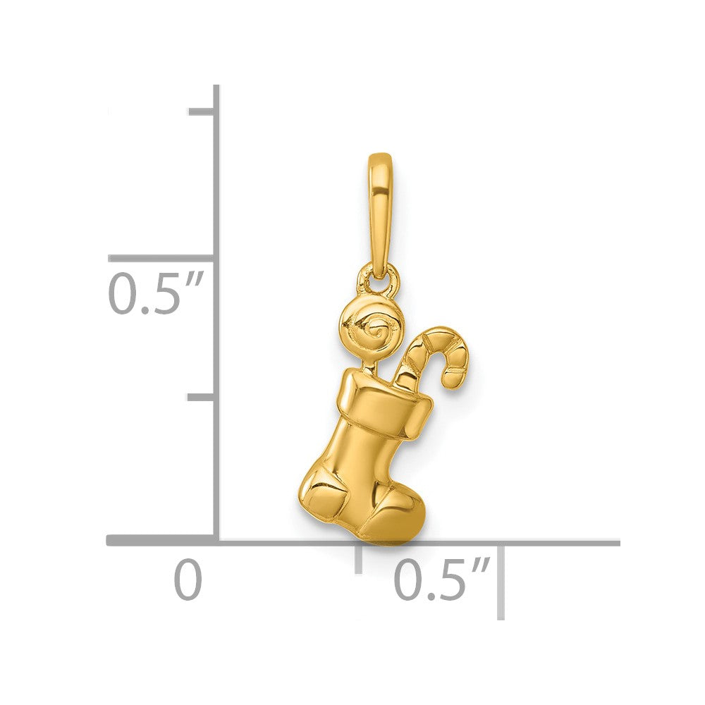 Little Kitten Sunny Cloud 14k Madi K Polished Christmas Stocking with Candy Childrens Charm / Pendant