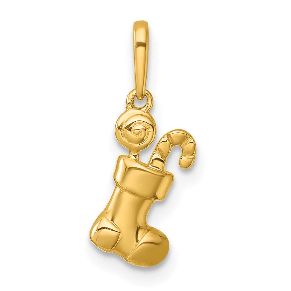 Little Kitten Sunny Cloud 14k Madi K Polished Christmas Stocking with Candy Childrens Charm / Pendant
