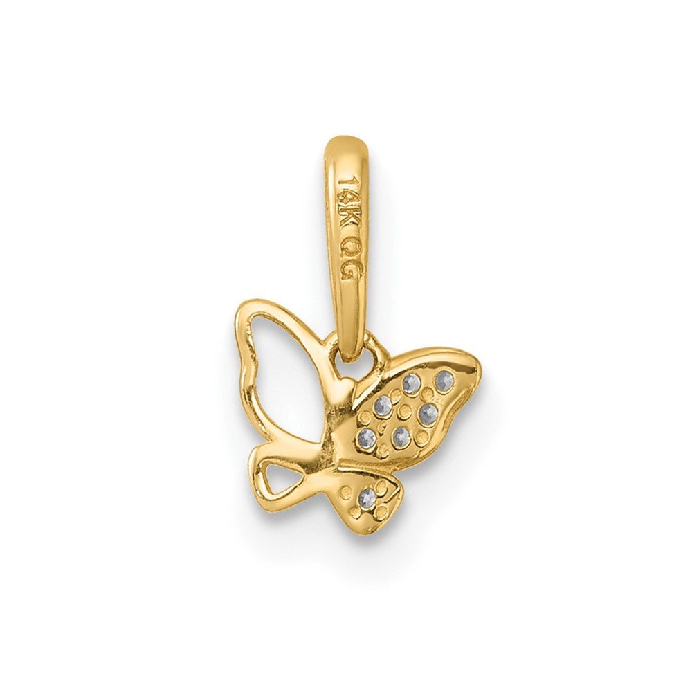 Kitten Playful Sprout 14k Madi K Polished CZ Open Butterfly Childrens Charm / Pendant