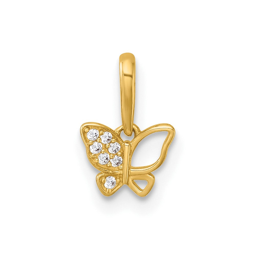 Kitten Playful Sprout 14k Madi K Polished CZ Open Butterfly Childrens Charm / Pendant