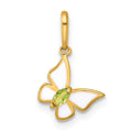 Happy Puff 14k Madi K Polished White Enamel and Green CZ Butterfly Childrens Charm / Pendant