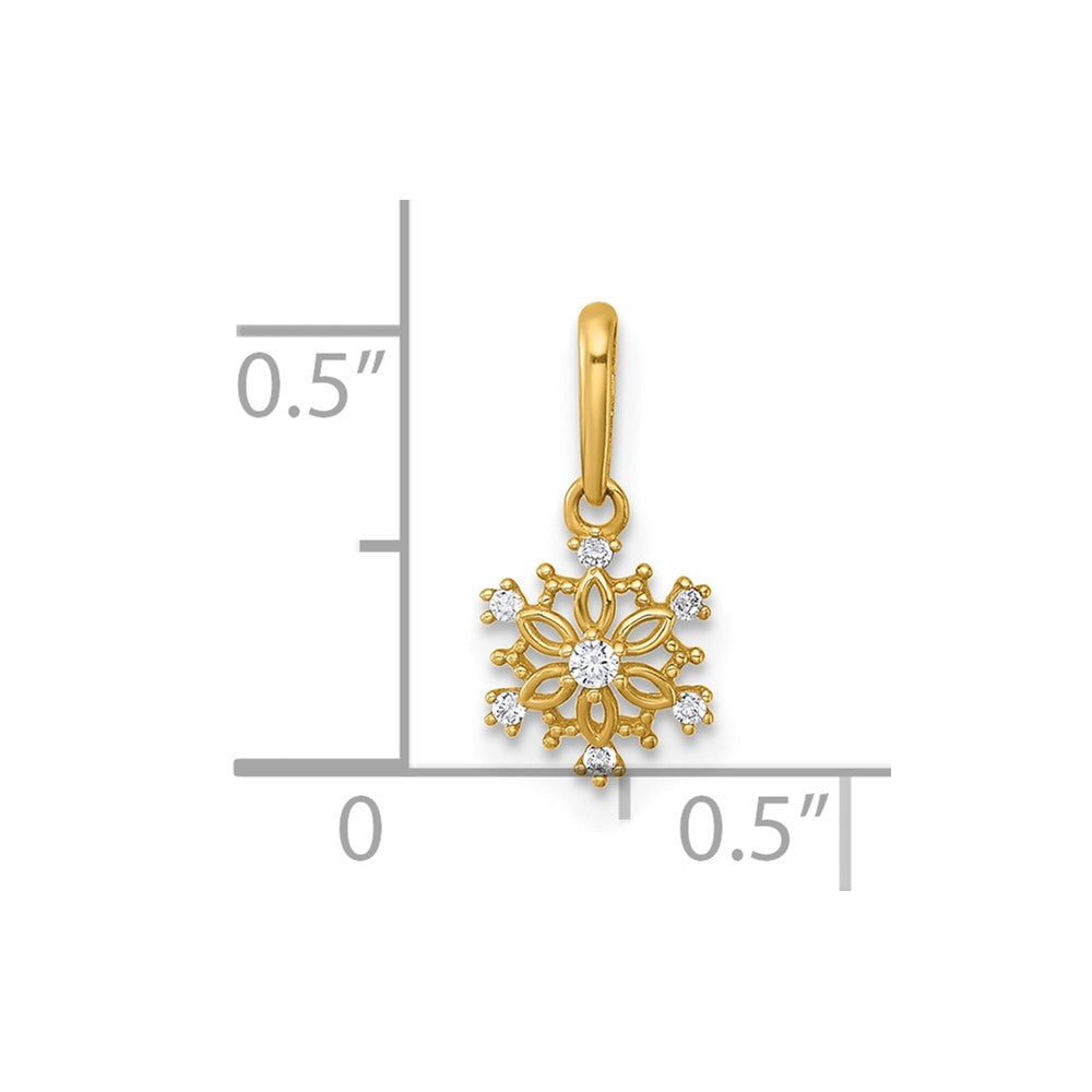 Tiny Bean Gentle Star 14k Madi K Polished CZ Snowflake Childrens Charm / Pendant
