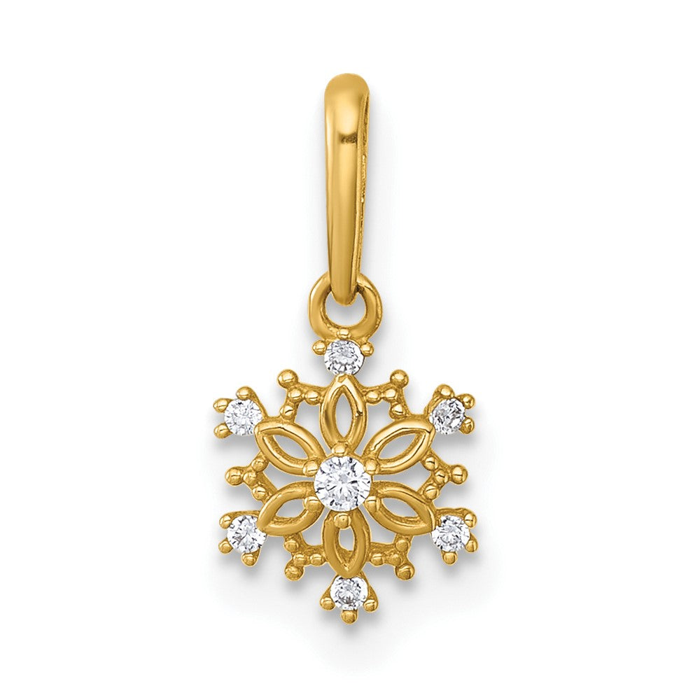 Tiny Bean Gentle Star 14k Madi K Polished CZ Snowflake Childrens Charm / Pendant