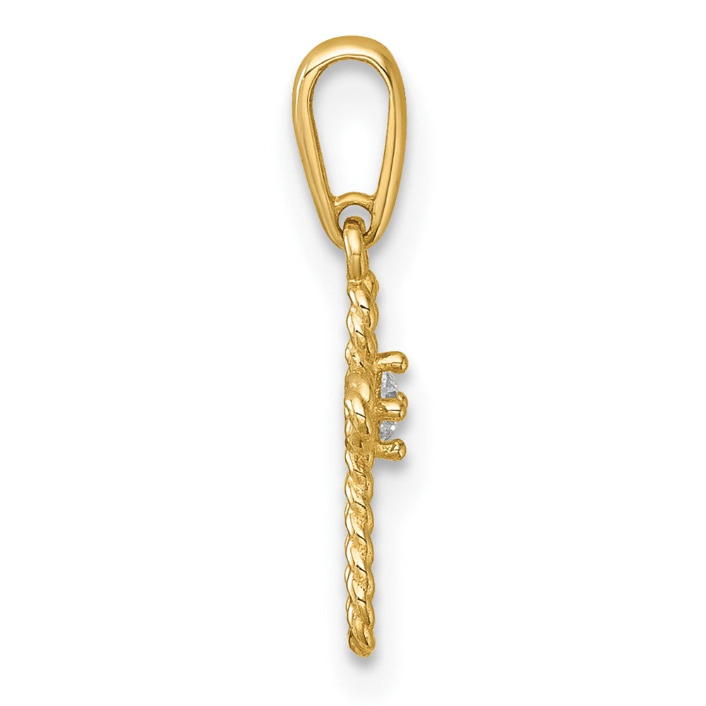 Clover Bean 14k Madi K Polished and Twisted Fancy CZ Cross Childrens Charm / Pendant