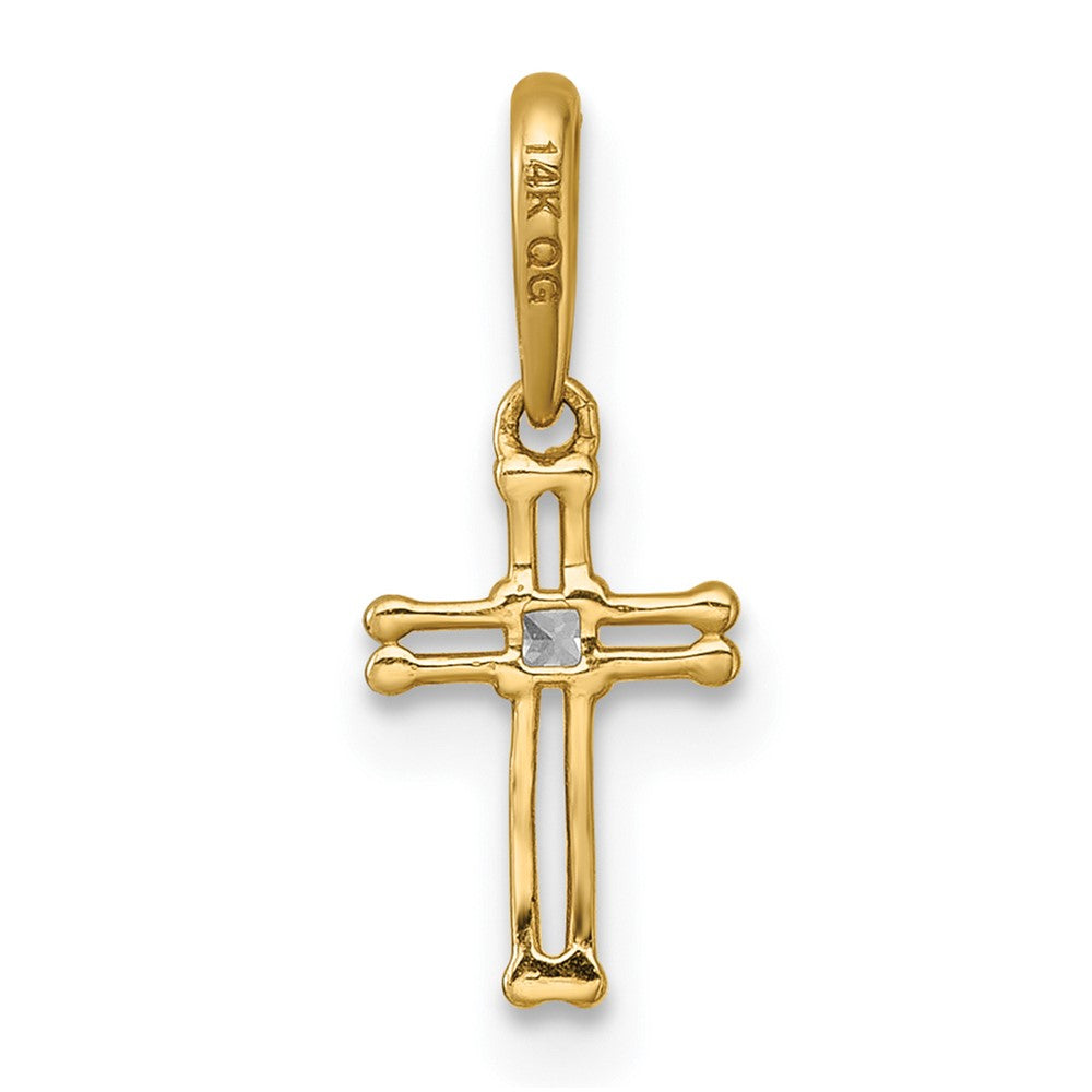 Bunny Bear 14k Madi K Polished and Beaded CZ Open Cross Childrens Charm / Pendant