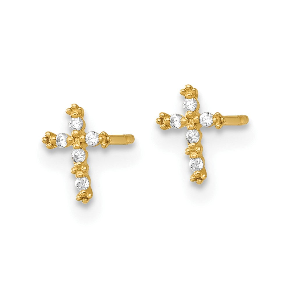 Duckling Bean 14k Madi K Polished CZ Cross Childrens Post Earrings