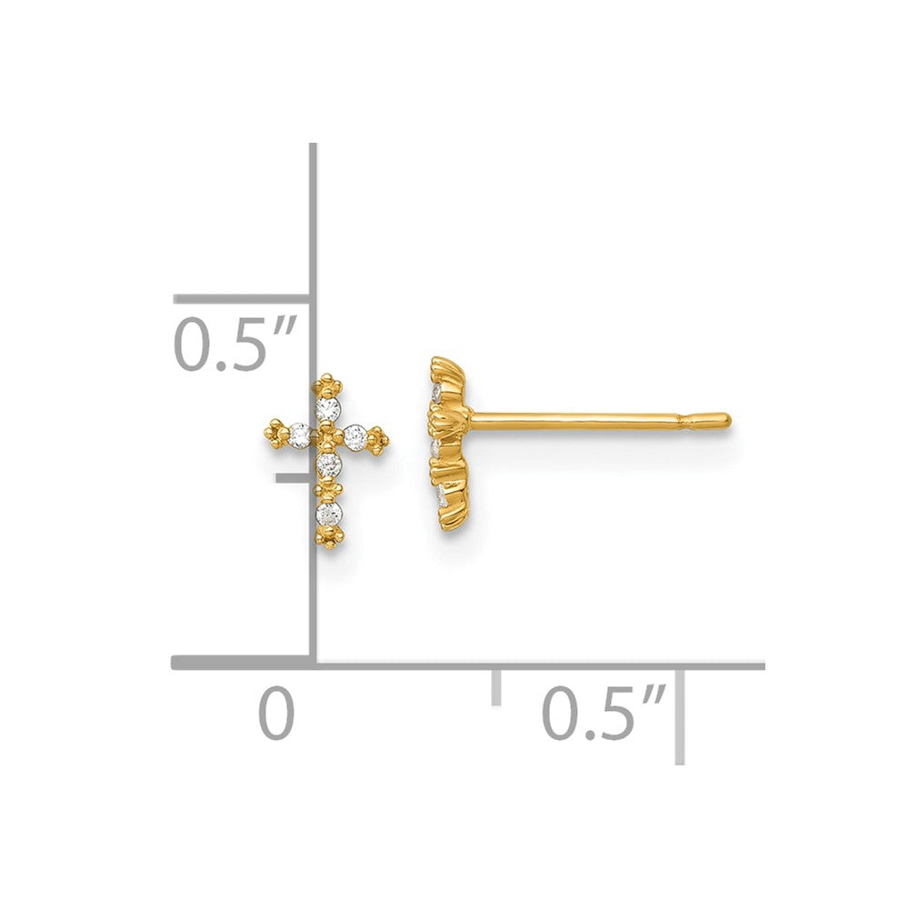 Duckling Bean 14k Madi K Polished CZ Cross Childrens Post Earrings