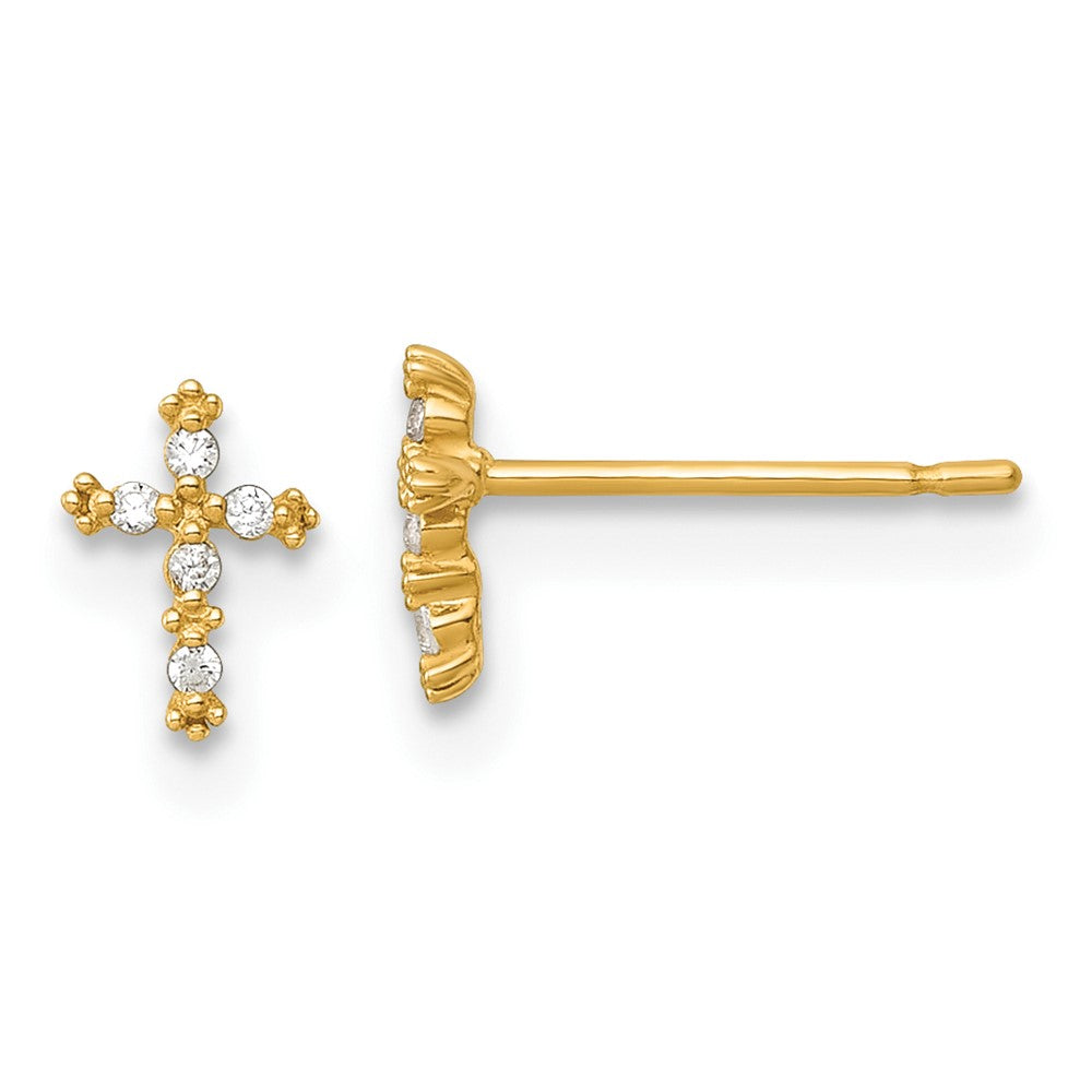 Duckling Bean 14k Madi K Polished CZ Cross Childrens Post Earrings