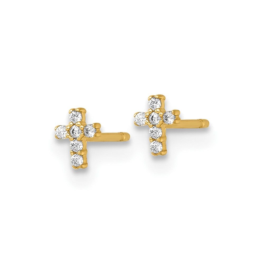 Clover Bug 14k Madi K Polished Tiny CZ Cross Childrens Post Earrings