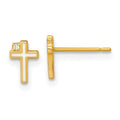 Cricket Boo 14k Madi K Polished White Enameled CZ Cross Childrens Post Earrings