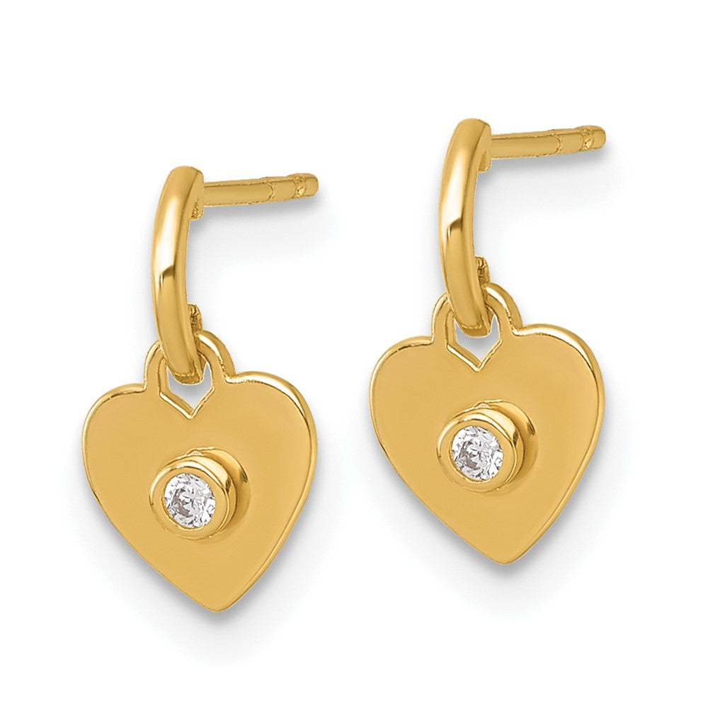 Cricket Wink 14k Madi K Polished CZ Heart Childrens Dangle Post Earrings