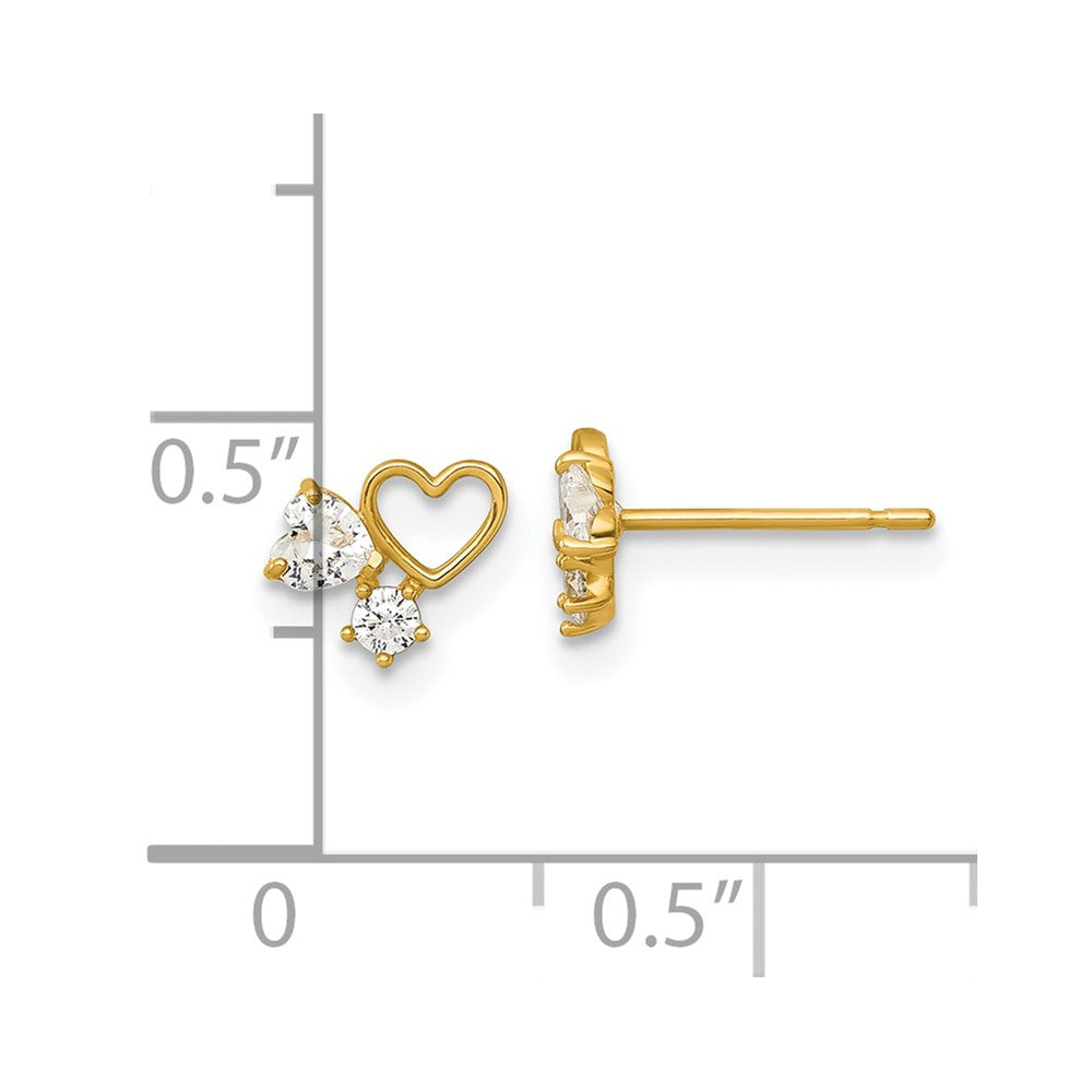 Skippy Bug 14k Madi K Polished CZ Hearts Childrens Post Earrings
