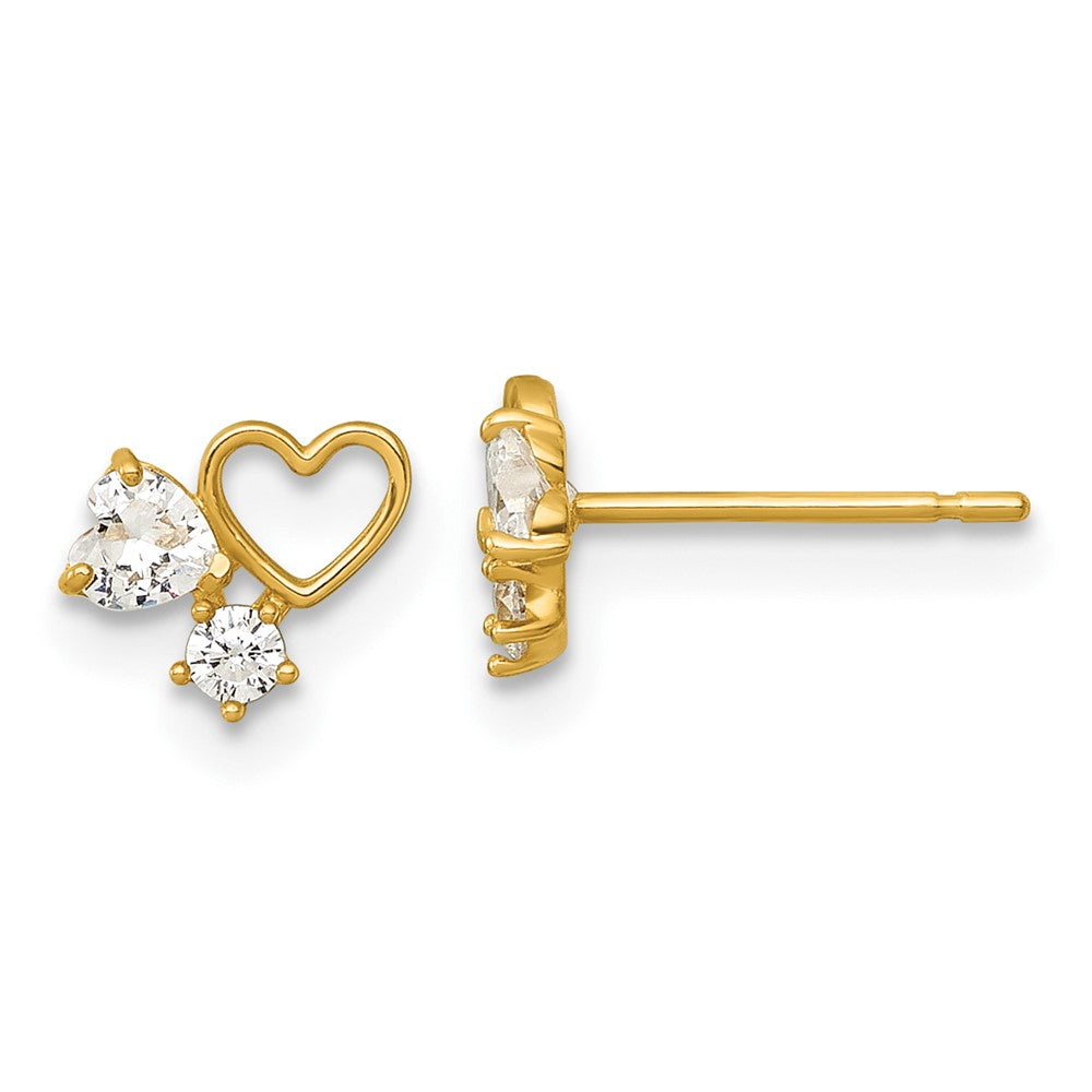 Skippy Bug 14k Madi K Polished CZ Hearts Childrens Post Earrings