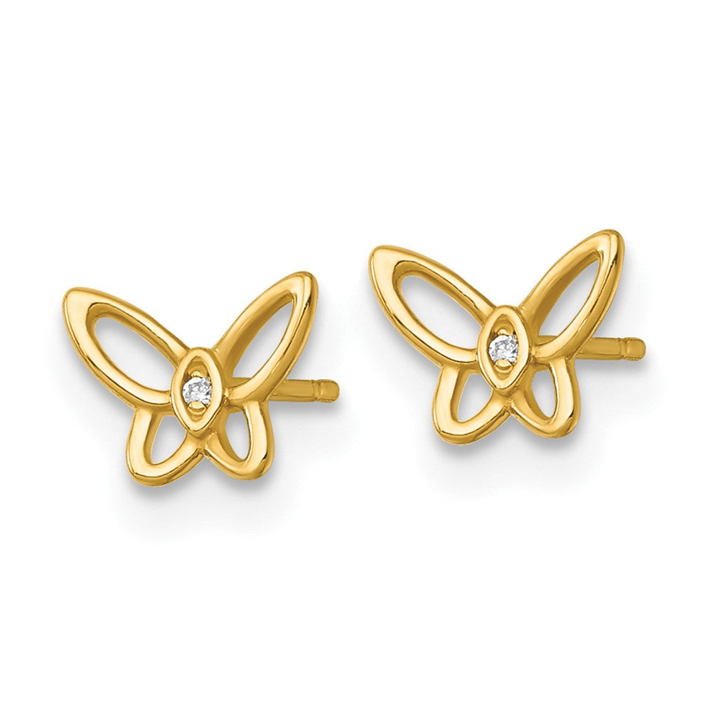 Puddle Boo 14k Madi K Polished CZ Open Butterfly Childrens Post Earrings
