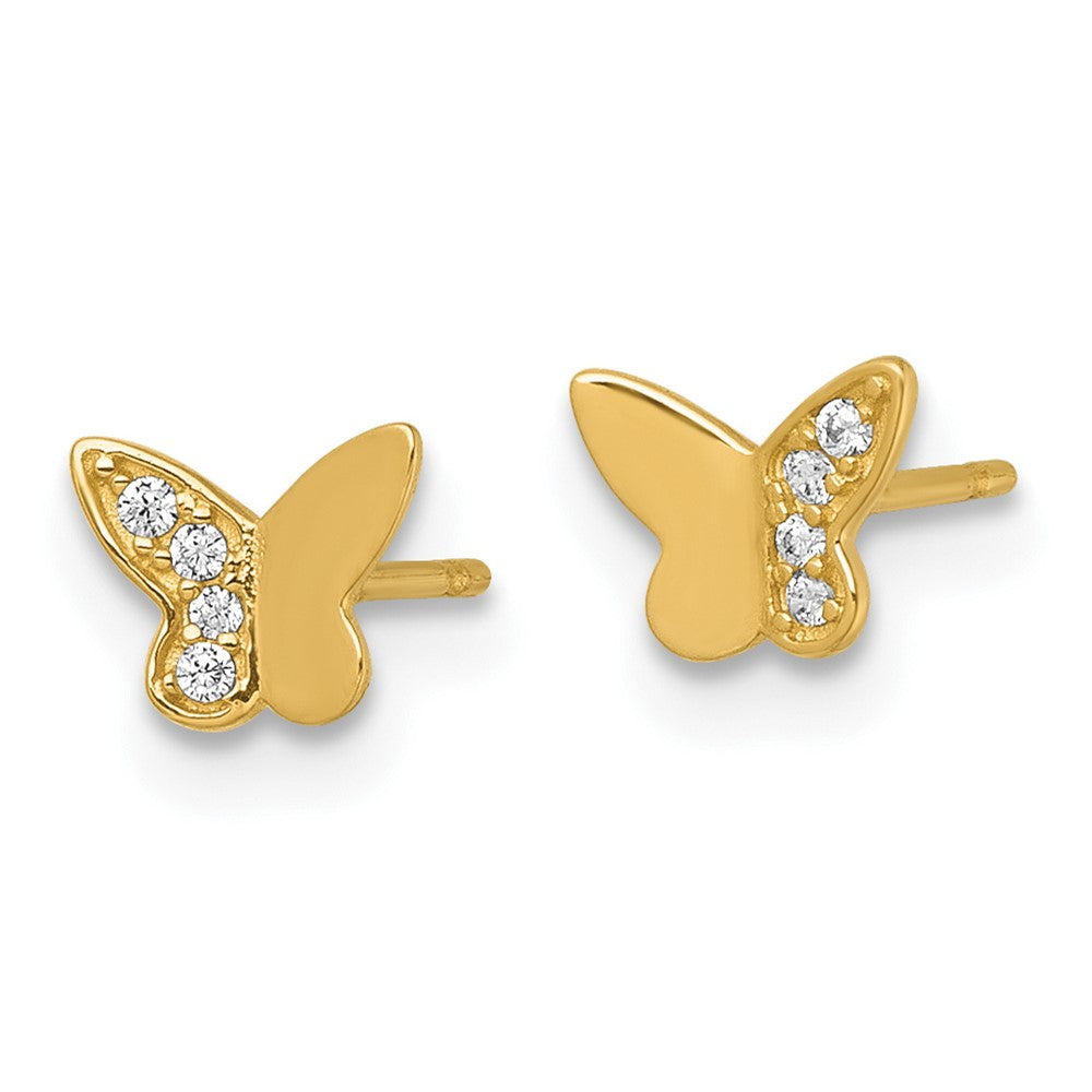 Bumble Shine 14k Madi K Polished CZ Butterfly Childrens Post Earrings