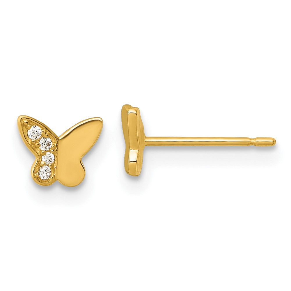 Bumble Shine 14k Madi K Polished CZ Butterfly Childrens Post Earrings